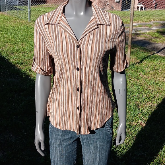 CB COLLECTIONS LADIES COTTON BLEND BUTTON DOWN SHIRT BLOUSE - Picture 5 of 17